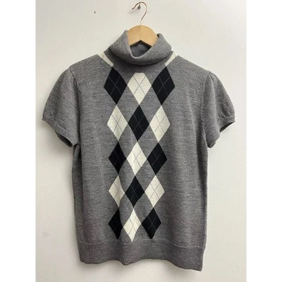 Suéter feminino Tweeds tamanho G cinza preto argila 100% lã merino gola alta Academia - Imagem 1 de 4