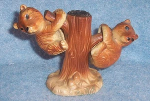 Vintage Salt and Pepper Shakers, Bear Cubs Climbing Tree, Japan - Picture 1 of 6