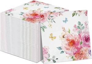 100 Stück Floral Gästeservietten 3 lagig Aquarell Blume Dinner Papierservietten Decora - Bild 1 von 6