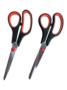 Lot of 2 New Multipurpose Scissors W/Ergonomic Orange Handle & Durable SS Blades - Picture 1 of 5
