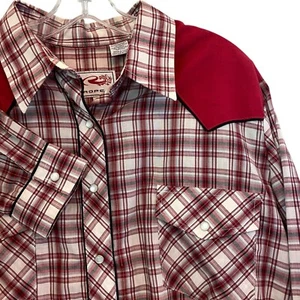 Roper Western Shirt Red Plaid Long Sleeve Pearl Snap Rodeo Cowgirl Plus 1X - Picture 1 of 13