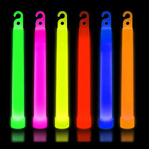 6" Neon Glow Sticks 15cm With Lanyard Hook Assorted Colours Safety Light Sticks