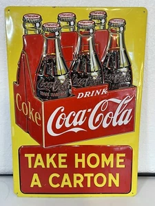 Coca cola tin sign Take Home Carton . - Picture 1 of 2