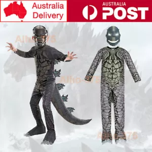 Kids Godzilla Cosplay Costumes Boys Dinosaur Jumpsuit Mask Party Fancy Outfits - Picture 1 of 8
