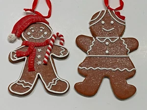 NEW PLACE & TIME GINGERBREAD GIRL BOY COOKIE ORNAMENT SET OF 2 - Picture 1 of 1
