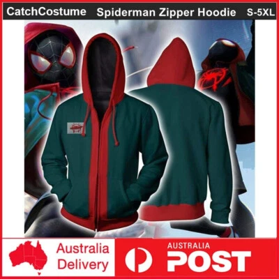 Spiderman Into the Spider Verse Miles Morales Hoodie Sweatshirt Zipper Jacket - image 1 of 4
