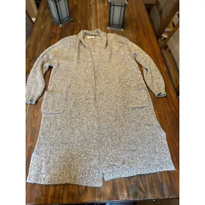 Island Alpaca Duster Cardigan Open Knit Sweater Coat Pockets Gray One size - Picture 1 of 10