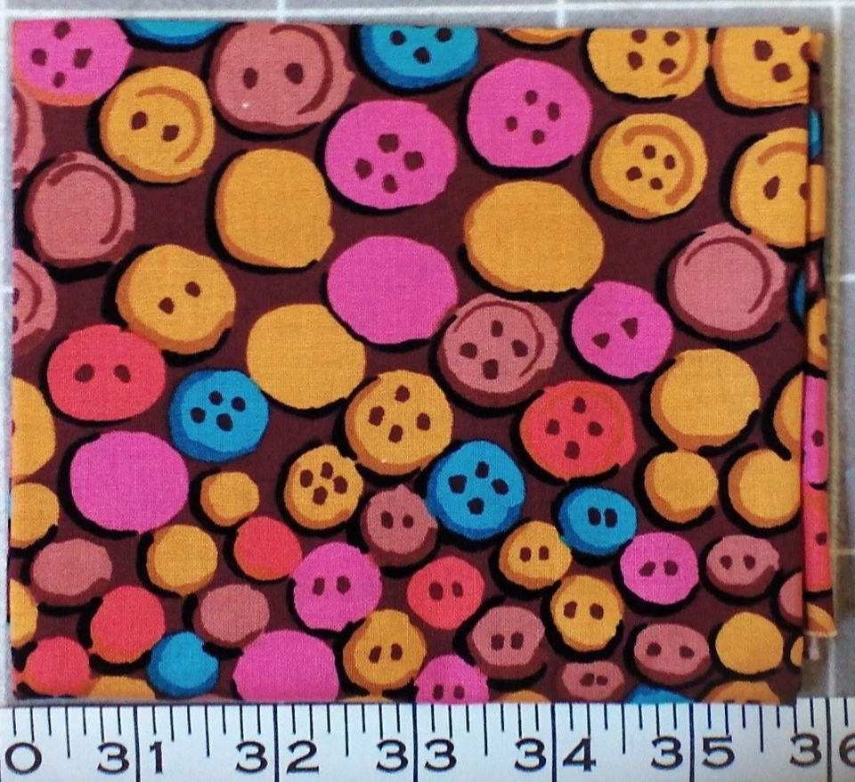 KAFFE FASSETT BUTTONS BROWN GP101 2/3 yard (14" X WOF) original issue - Image 1 of 1