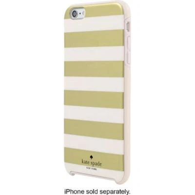 Kate Spade iPhone 6 iPhone 6s Case Cover Gold Cream White Stripe - image 1 of 4