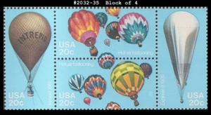 USA5 #2032-35 MNH BL4 Luftballons - Bild 1 von 1
