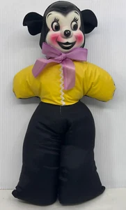 Mouse with Plastic Face Stuffie Plush Black Pants Yellow Shirt 15 inches length - Picture 1 of 11