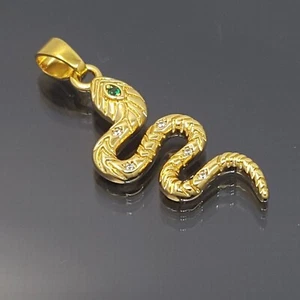 18K Gold Filled Stunning Italian Diamond Snakelet 18ct GF Pendant 30mm - Picture 1 of 11