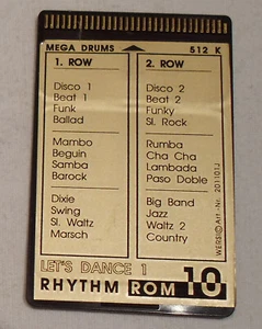 Wersi Memory Card ROM 10 Rhythm "Let´s Dance 1" für CD Orgeln - Bild 1 von 1