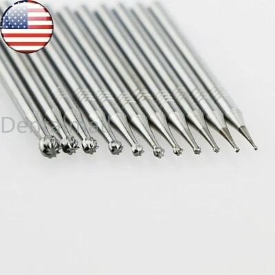 10 Pcs WAVE Dental Tungsten Carbide Burs Straight Handpiece Round Drills HP1 - 8 - Image 1 of 4