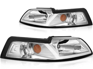 For 1999-2004 Ford Mustang Pair Headlights Assembly Replacement Headlamps - Picture 1 of 10