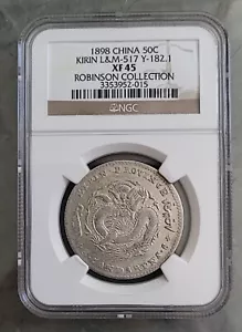 China Kirin 50 cents Guangxu Dragon LM XF 45 NGC silver coin j4 - Picture 1 of 4