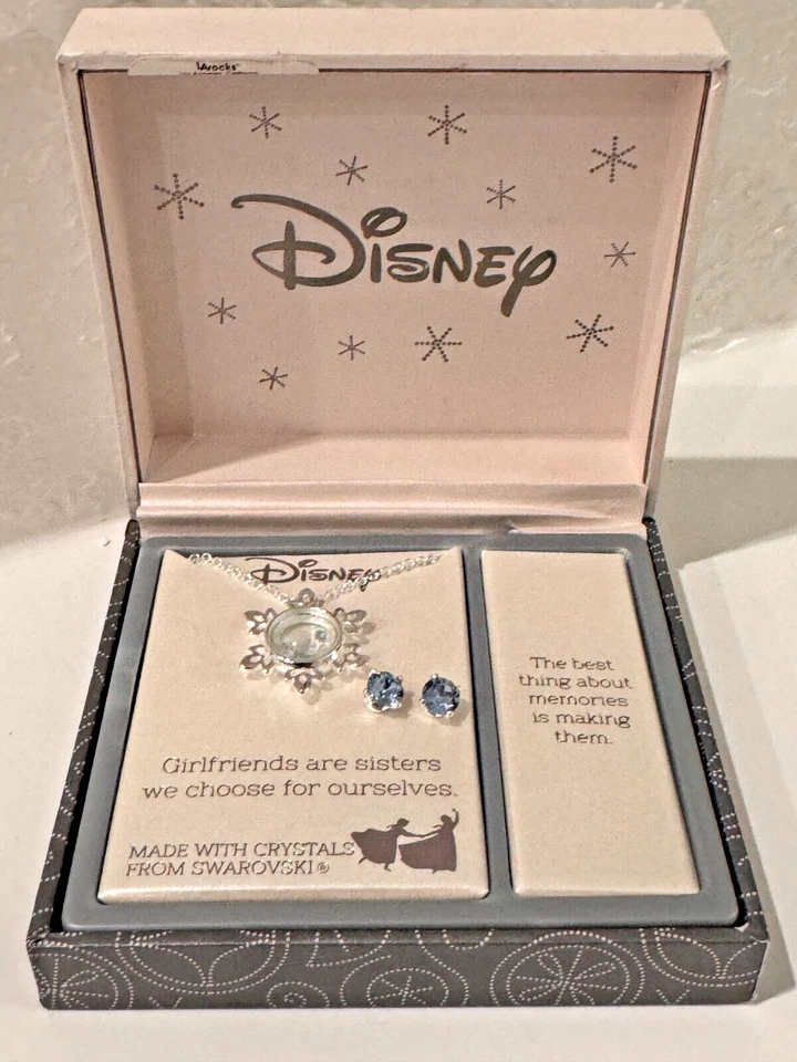 Juego de collar y pendientes colgantes de cristal de Swarovski copo de nieve estrella de Disney azul Foto 1 de 4