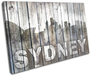 Sydney AUS Vintage Holz Wahrzeichen Stadt EINZELNE LEINWAND WANDBILD Bild Druck - Bild 1 von 1