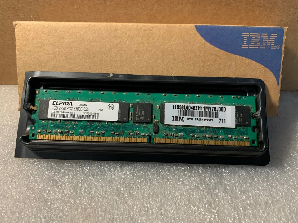 NEW IBM X3200 1GB PC2-5300E CL5 ECC 667MHZ DDR2 SDRAM DIMM 41Y2728 41Y2729 - Image 1 of 1