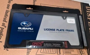 Genuine Subaru Impreza "STi" Black License Plate Frame SOA342L126 NEW STi OEM !! - Picture 1 of 2