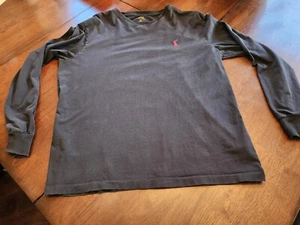 Polo Ralph Lauren Pullover Shirt L LS Black Cotton - Picture 1 of 13