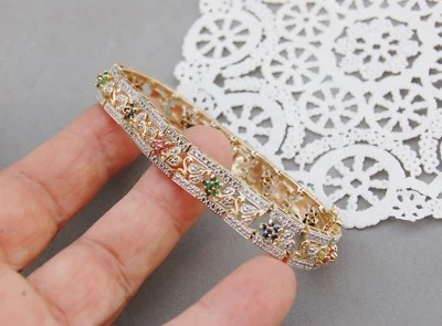 Ruby Sapphire Emerald Link Bracelet  Gold over Sterling Silver Vermeil 7 1/2"  - Image 1 of 4