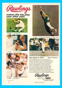 1974 Joe Rudi RAWLINGS baseball PRINT AD Swoboda Gene Tenace 1969 World Series - Picture 1 of 6