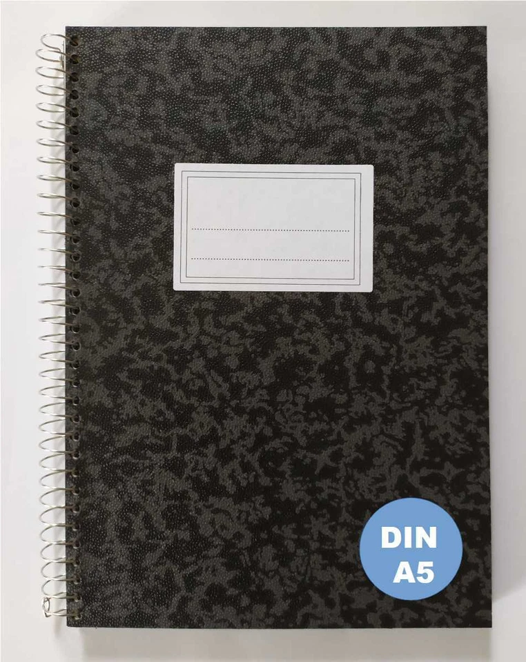 DIN A5 Spiralblock liniert recy Notizblock Spiralnotizblock Schreibblock Kladde - Bild 1 von 4