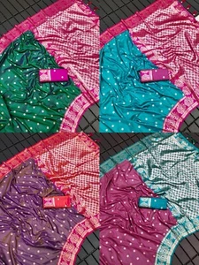 SOFT SILK SAREE BLOUSE NEW SARI INDIAN UNSTITCH BLOUSE BOLLYWOOD WEDDING SARI - Picture 1 of 5