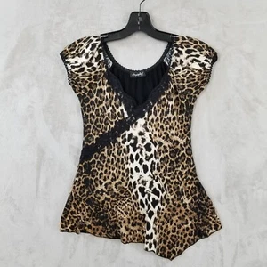 Sophyline Paris Babydoll Oberteil Damen S Leopard asymmetrisch Indie Sleaze Grunge Y2K - Bild 1 von 7