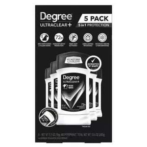 Degree Men Ultra Clear Black+White Solid Antiperspirant Deodorant 2.7oz 5-pack - Picture 1 of 5