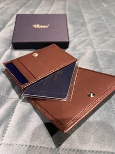 Estuche de cuero Chopard (cartera) tarjetero marrón auténtico nuevo - Imagen 1 de 13