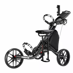CaddyTek CaddyLite EZ-Fold Pro 3 Wheel Golf Buggy Black + Removable Seat - Picture 1 of 10