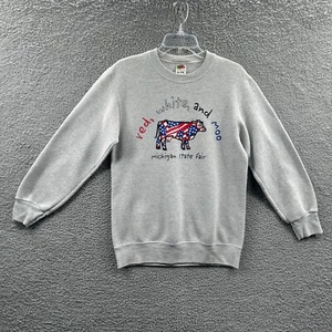 Sudadera de Colección Michigan Fair Para Hombres Pequeña Gris Manga Larga Pullover Patriótico - Imagen 1 de 10