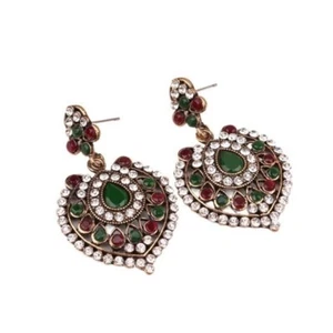 Colorful Rhinestones And Cubic Zirconia Ethnic Earrings - Picture 1 of 2