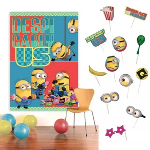 DESPICABLE ME 4 Happy Birthday Party Scene Setter w/12 photo booth prop BACKDROP - Picture 1 of 3