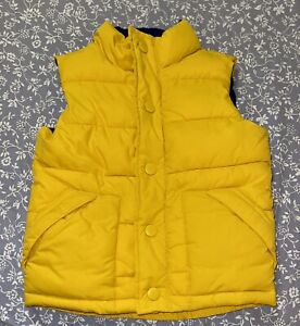 Gymboree Puffer Vest Boys Size 4 Bright Yellow w Pockets Full Zip & Snaps