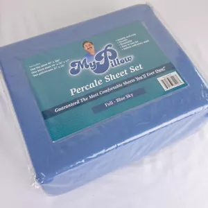 My Pillow Blue Sky Percale Full Sheet Set Breathable Comfortable New - Picture 1 of 6
