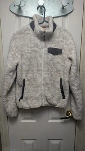 Gerry Womens Fuzzy Furry Full Zip Sherpa Sweater White & Grey- Size Small - Picture 1 of 4