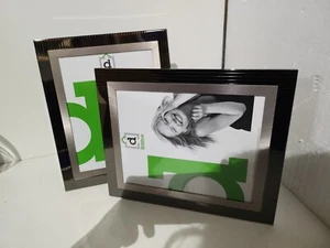 2 X 8x10 Black/silver Metal photo picture frames "Ankara" Stand Or Hang - Picture 1 of 14