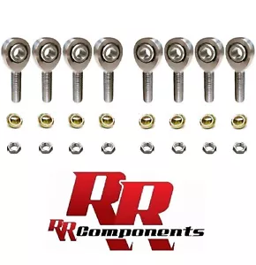 LH 1/4" -28 Thread x 1/4" Bore, Chromoly 4-Link Rod End Kit w/ Cones, Heim Joint - Foto 1 di 2