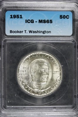 1951 - ICG MS65 Booker T. Washington Commemorative Half Dollar!!  #B11500 - Image 1 of 2