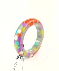 Sobral Bolinhas PML07 Multicolor & Gray Polka Dots Artist Made Bangle Bracelet - Picture 1 of 6