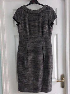 Gorgeous Boden Tweed Shift Dress Wool Blend Fitted Size 12L Black Cream Hepburn - Picture 1 of 5