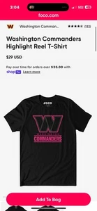 29 $ Foco Washington Commanders Highlight Reel T-Shirt M - Bild 1 von 1