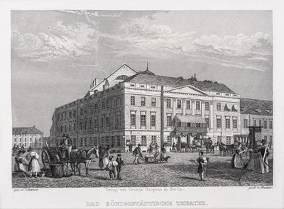 Berlin Königsstädtisches Theater Stahlstich Finden aus Spiker 1833 Passepartout - Bild 1 von 4