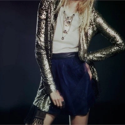 Free People звездной пыли потускневший блестками кружева XS пальто куртка - Изображение 1 из 4