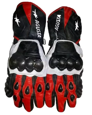 MV Agusta Motorcycle Racing Gloves Leather Motorbike Sport Riding Protection CE - Image 1 of 2