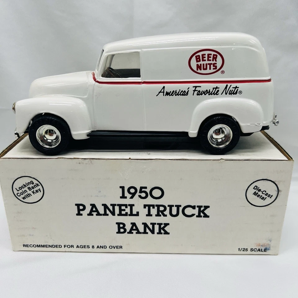 Ertl Diecast Bank 1950 Panel Camión Banco Cerveza Tuercas Blanco Camión Hecho en EE. UU. Foto 1 de 4