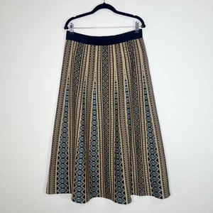 Coldwater Creek braun & blau gestreift geometrisch Azteken Tribal Strick Maxirock Gr. M - Bild 1 von 11